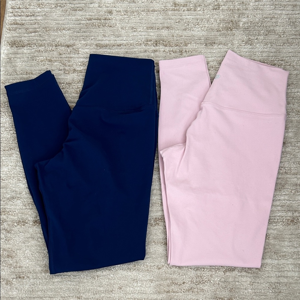 CRZ YOGA Pink Peony and French Navy Leggings